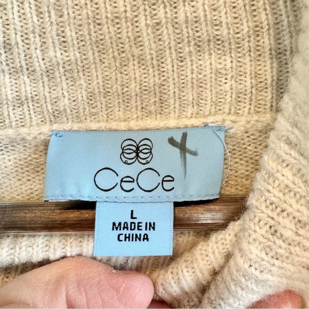 Coastal Ski Lodgecore Après Ski Turtleneck Ski Sweater Blue Gray CeCe L A85 - Picture 5 of 11
